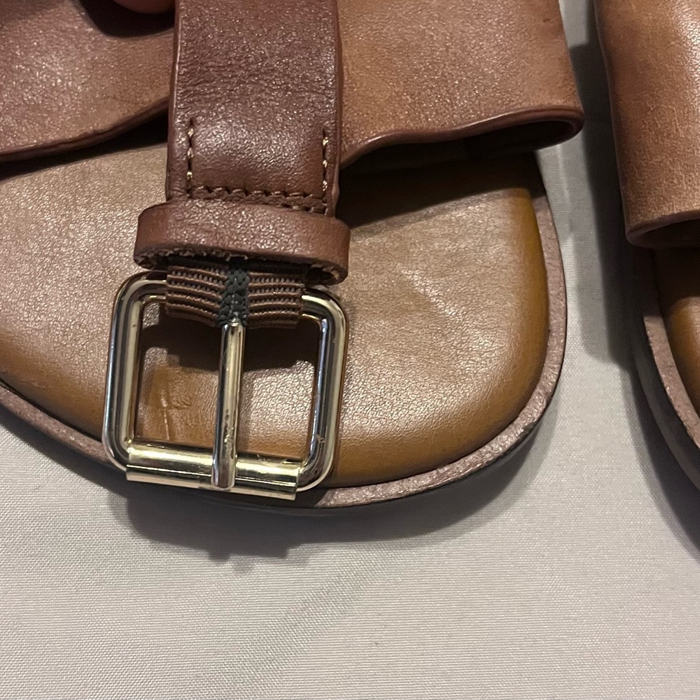 Franco Sarto Brown Leather Strappy Slingback Sandals - Picture 2 of 6